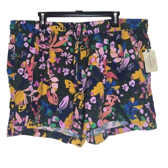 St Johns Bay Womens Floral Linen-Blend Shorts XXL - Picture 1 of 5